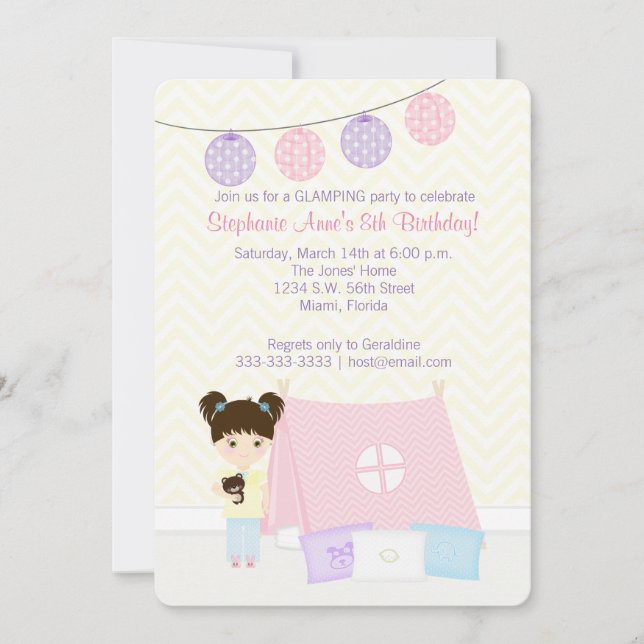 Glamping Sleepover Party Einladung (Vorderseite)