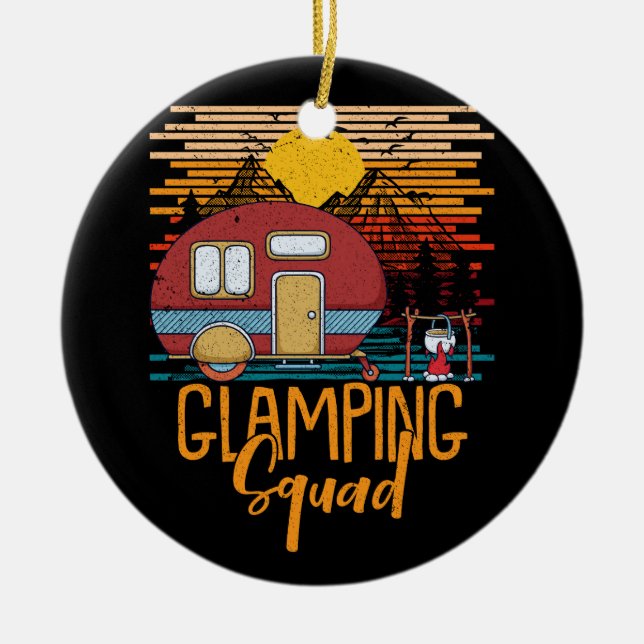 Glamping Squad Matching Family Girls Camping Trip Keramik Ornament (Vorne)