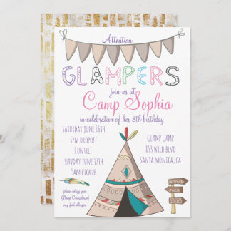 Glamping Themed Birthday Einladung
