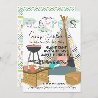 Glamping Themed Birthday Einladung
