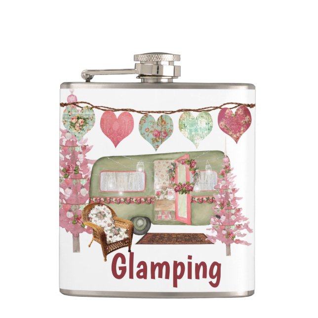 Glamping Vinyl Wrapped Flask Flachmann (Vorderseite)