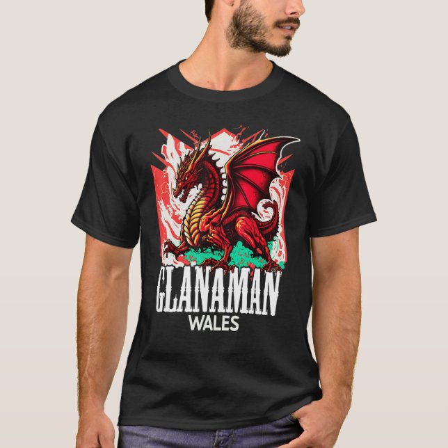 Glanaman Wales Welsh Flag Y Ddraig Goch Dragon T-Shirt (Vorderseite)
