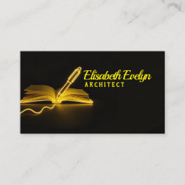 Glanz des Wissens: Feder und Buch in der Dunkelhei Visitenkarte