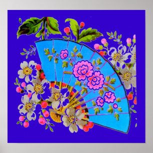 Glanz-Endeplakat des chinesischen Fans blaues Poster