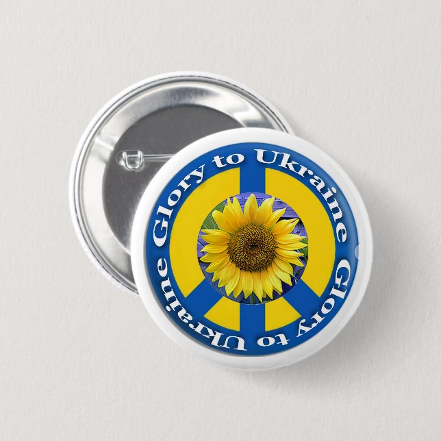 Glanz für die Ukraine Sonnenblumenknopf Button (Vorne & Hinten)