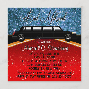 Glanz Glamour Limousine Filmstar Einladungsvorlage Einladung