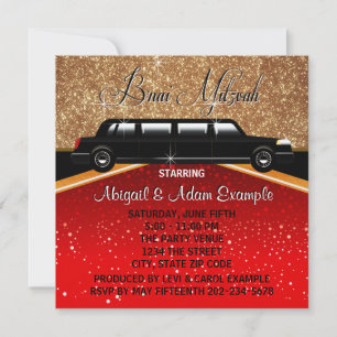 Glanz Glamour Roter Teppich Filmstar Bar Mitzwa Einladung
