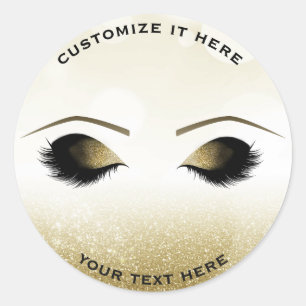 Glanz Glitter Gold Make-up Wimpern Glamour Maßanfe Runder Aufkleber