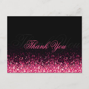 Glanz Pink Glitzer Black Danke Postcard Postkarte