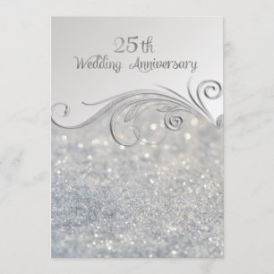 Glanz Silber 25. Hochzeitstag Einladung