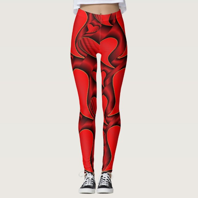 glänzend, Liebe, Herz, Rot, Valentin, Romantik, Ro Leggings
