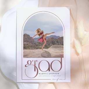 Glänzend Rose Gold Bogen Typografie 2 Foto Abschlu Einladung