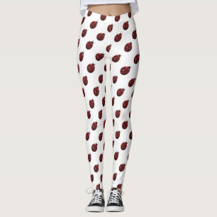 Glänzend roter Glanz Marienkäfer Muster auf Weiß Leggings