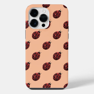 Glänzend roter Marienkäfer Muster Pfirsich iPhone 14 Pro Max Hülle