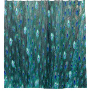 Glänzende aquamarine Pfau-Augen Duschvorhang