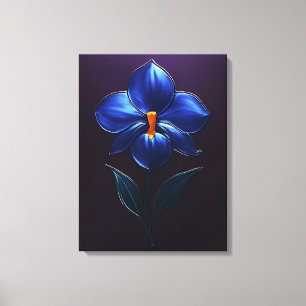 Glänzende Blaue Orchidee – Botanische Kunst Leinwanddruck
