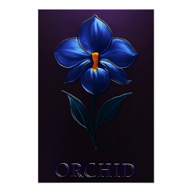 Glänzende Blaue Orchidee – Botanische Kunst Poster (Vorderseite)