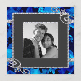 Glänzende blaue Rosen u. Diamant-Wirbel, der CSTM Einladung