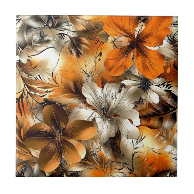 Glänzende Blumen Fliese (Vorderseite)