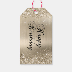 Glänzende Champagnerfolie Alles Gute zum Geburtsta Geschenkanhänger