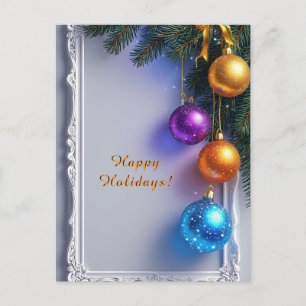 🎄 Glänzende Christbaumkugeln Winterglanz ❄️ Festl Postkarte