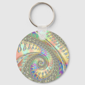 Glänzende Farbige Spiralfraktal Digitale Abstrakte Schlüsselanhänger