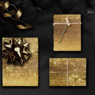 Glänzende Folie Golden Bronze Kupfer Faux Glanz Geschenkpapier Set