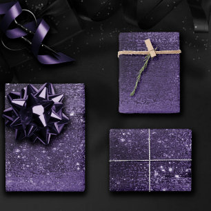 Glänzende Folie Indigo Mitternachtslila Falscher Geschenkpapier Set
