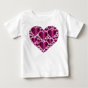 Glänzende Fuchsia-Herzen Baby T-shirt