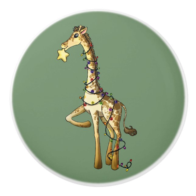Glänzende Giraffe Keramikknauf (Vorderseite)