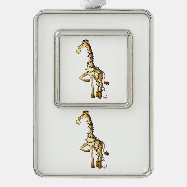 Glänzende Giraffe Rahmen-Ornament Silber (Vorderseite)