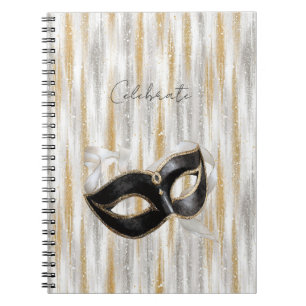 Glänzende Gold Silber Feiermaske Notizblock