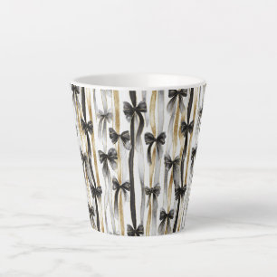 Glänzende Gold Silber Schwarze Bänder Schleifen Milchtasse