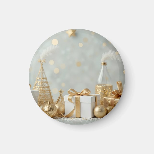 glänzende goldene Geschenke Magnet (Vorne)