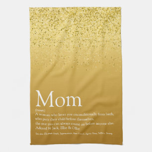 Glänzende Goldene Mama Definition Zitat Geschirrtuch