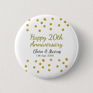 Glänzende goldene Punkte zum glücklichen 20. Hochz Button