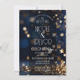 Glänzende Goldene Sterne Hochzeitseinladung Einladung
