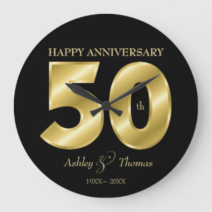 Glänzende Goldene Zahlen Große Wanduhr