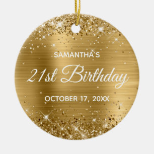 Glänzende Goldfolie 21. Geburtstag Keramik Ornament