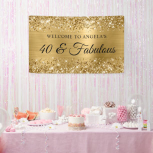 Glänzende Goldfolie 40 & Fantastisch Willkommen Banner