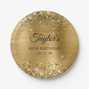 Glänzende Goldfolie 40. Geburtstag Pappteller