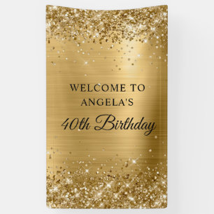 Glänzende Goldfolie 40. Geburtstag Vertikal Banner