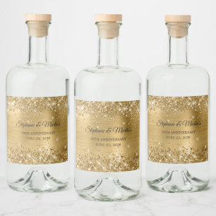 Glänzende Goldfolie 50. Hochzeitstag Alkoholflaschenetikett