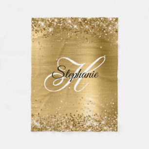 Glänzende Goldfolie Fancy Monogramm Fleecedecke