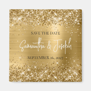 Glänzende Goldfolie Hochzeit - Termin vormerken Magnet