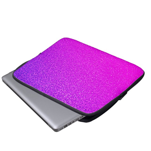 glänzende, heiße Pink-Lila-Glitter Ombre Girly Cut Laptopschutzhülle (Vorne Knopf)