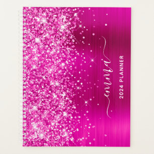 Glänzende Hitzepink-Folie-Swash-Signatur Planer