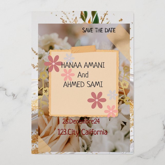 Glänzende Hochzeitseinladung Folieneinladung (Vorderseite)