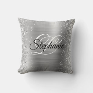 Glänzende Kante Silberfolie Fancy Monogramm Kissen