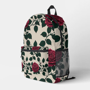 Glänzende karmesinrote Rosen mit dunkelgrünen Blät Bedruckter Rucksack